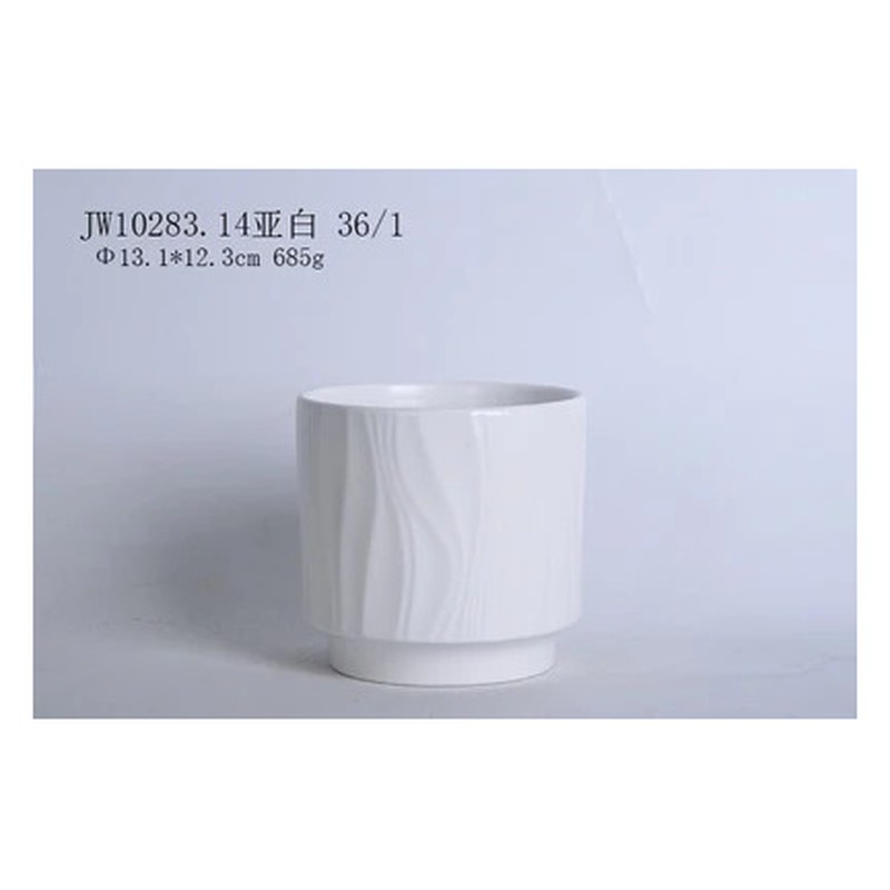 Marble texture ceramic pot, white
