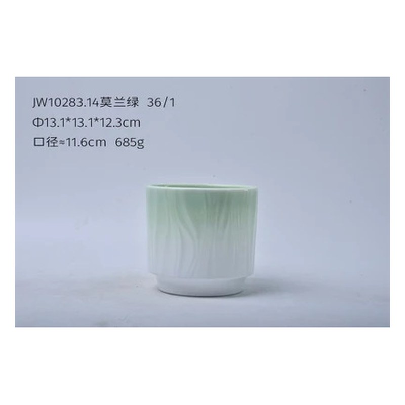 Marble texture ceramic pot, green