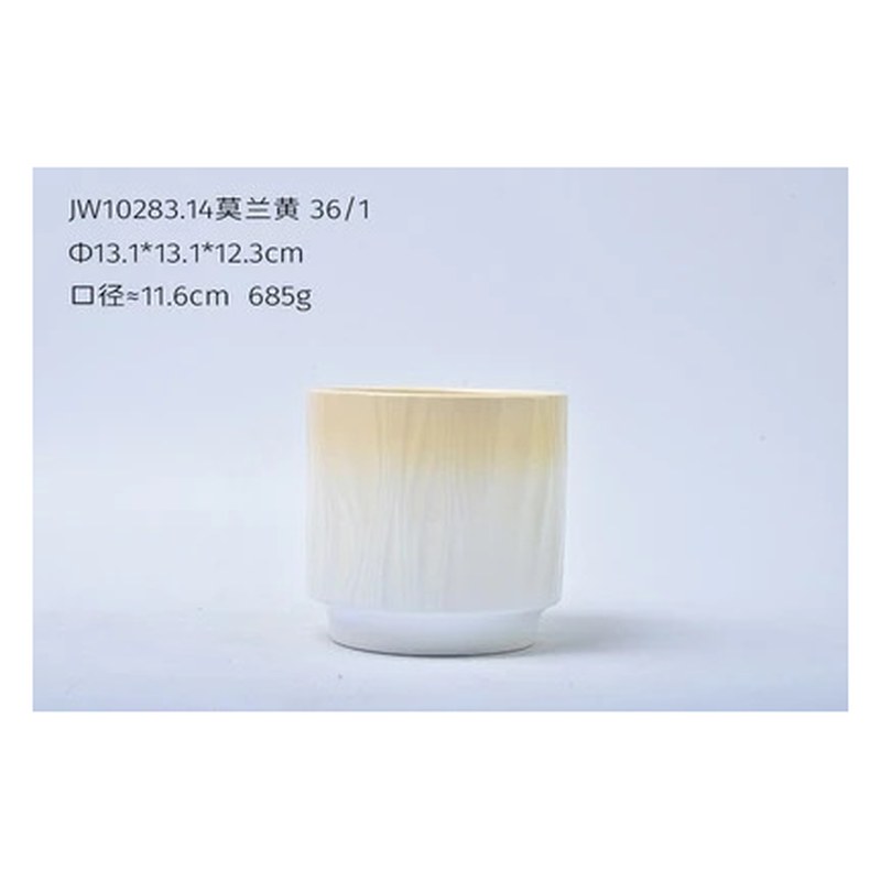 Marble texture ceramic pot, yellow