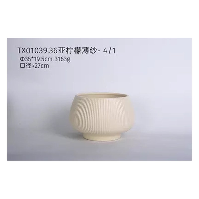 Ribbed bowl planter, 25 cm