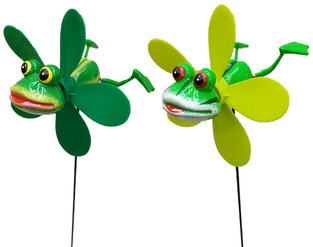 Frog windmill garden stake