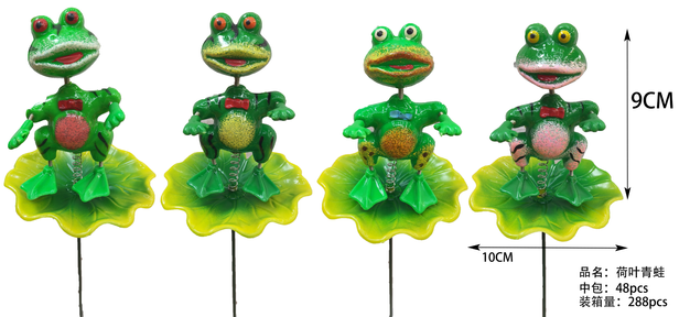 Frog on leaf garden stakes
