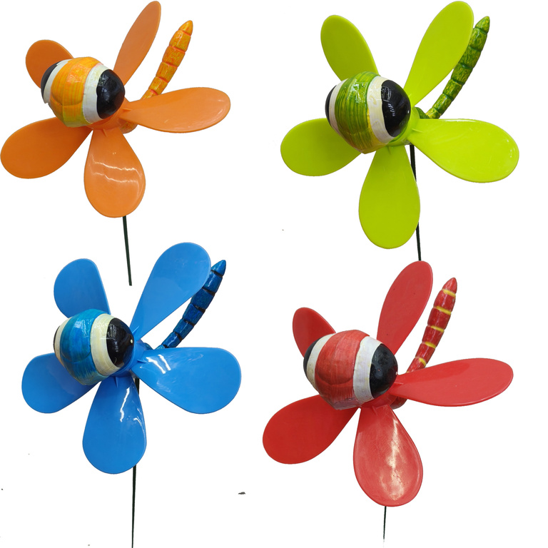 Dragonfly windmill garden stakes