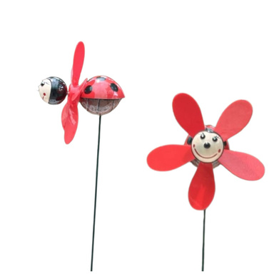 Ladybird windmill garden stake