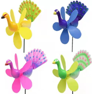 Peacock windmill garden stakes