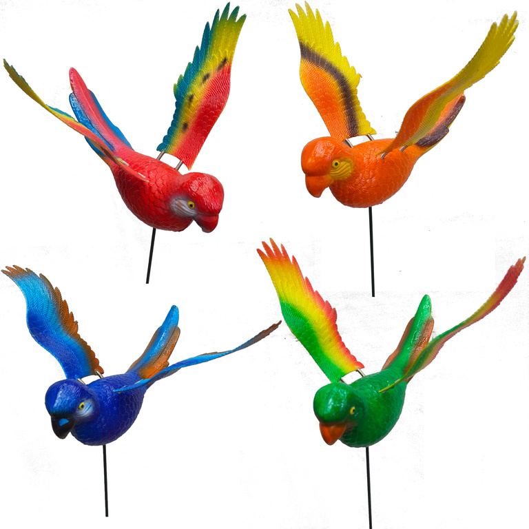 Flying parrot garden stakes