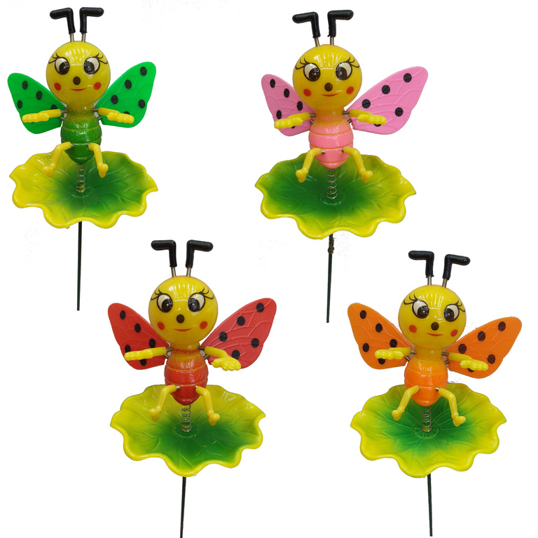 Bee on leaf garden stakes, 27 cm