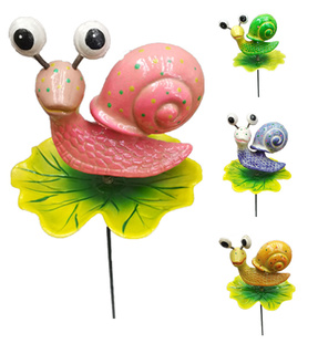 Snail on leaf garden stake