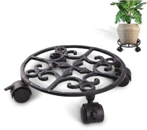 Cast aluminium only plant stand with moving wheel 1713, image 2 of 2