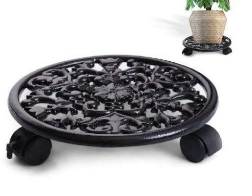 Cast aluminium only plant stand with moving wheel 1714, image 2 of 2