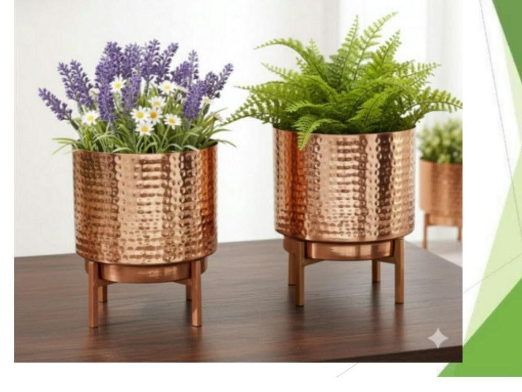 Metal iron planter set of 2 1722 copper