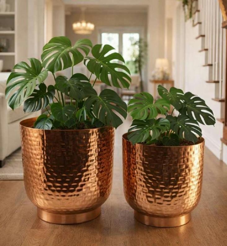 Metal iron planter set of 2 1723 copper
