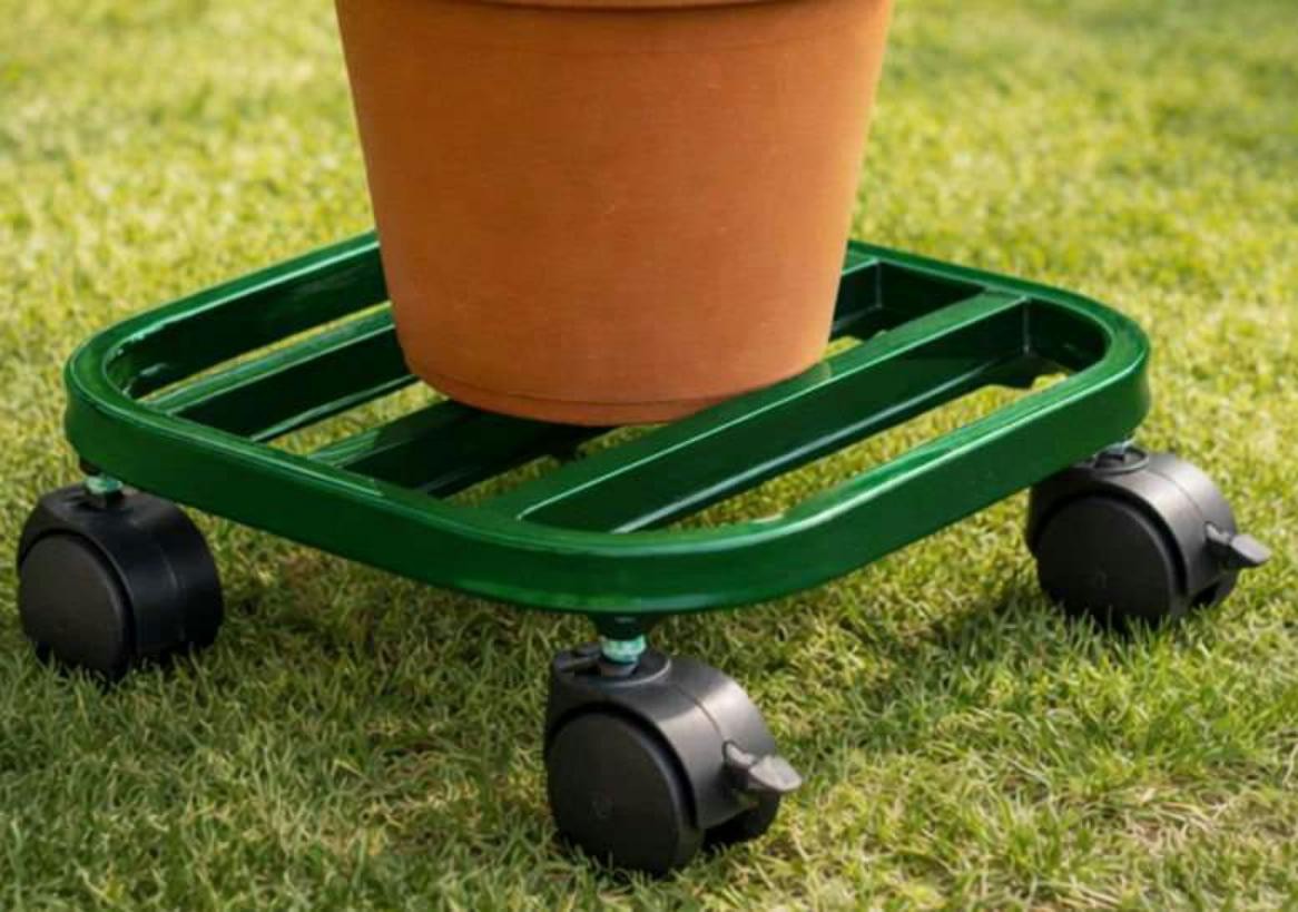 Square plant stand with moving wheels 1727 green