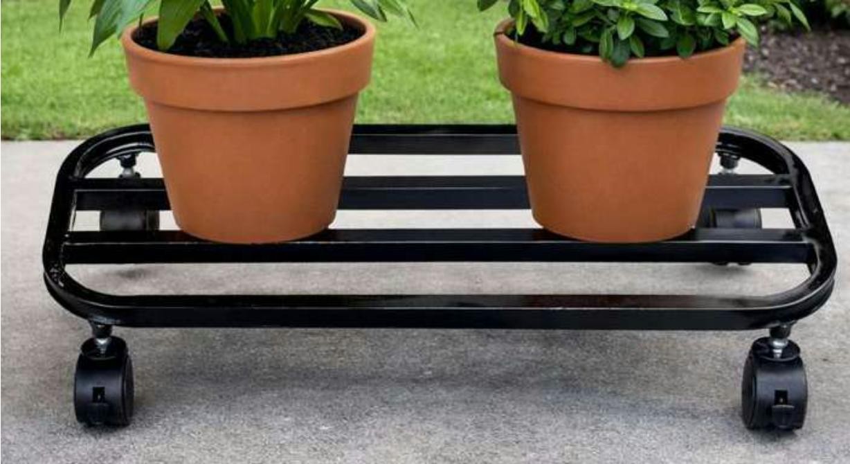 Rectangle plant stand with moving wheels 1728 black