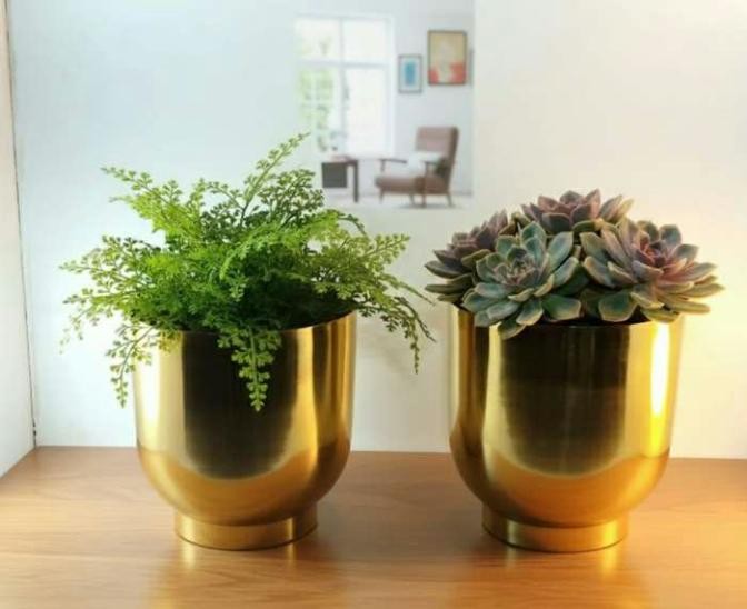 Metal small flower pot in plating brass 1351 copper