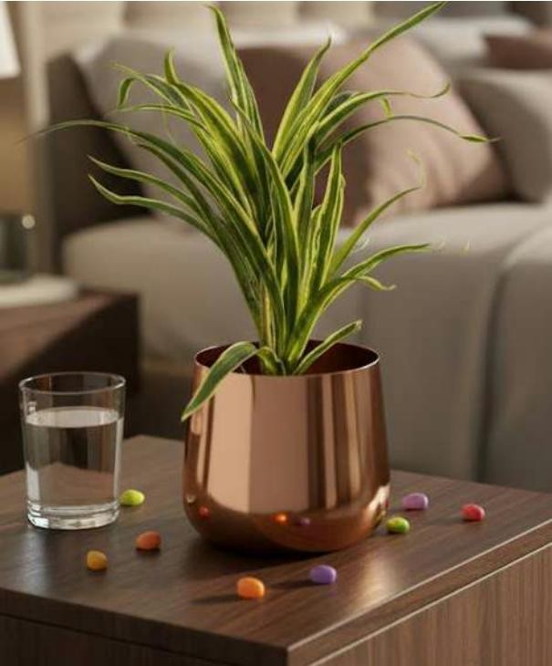 Metal table pot in plating brass 1337 copper, image 2 of 2