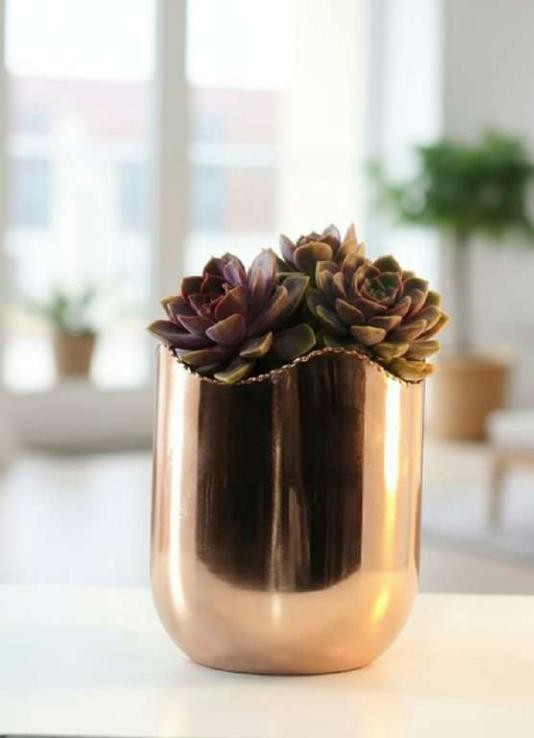Metal flower pot in plating brass copper 1324, image 2 of 2