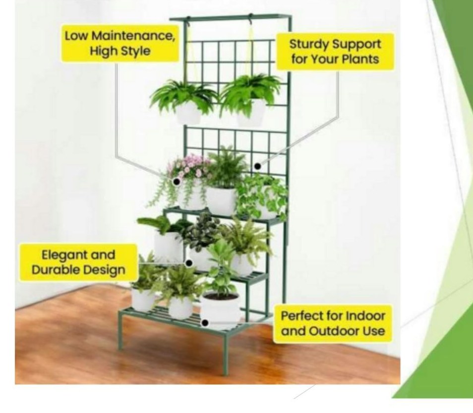 Metal three tier planter stand 1261 green