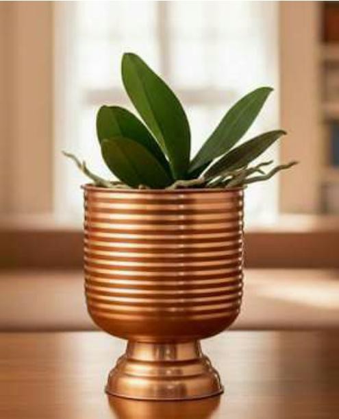 Metal ribbed big planter 1331B