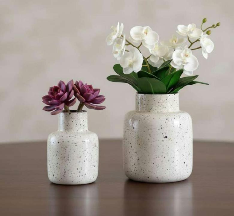 Metal small flower vase set of 2 1423B
