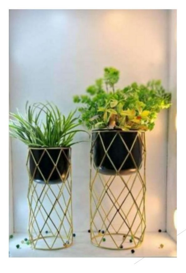 Fancy metal planters set of 2 1527D