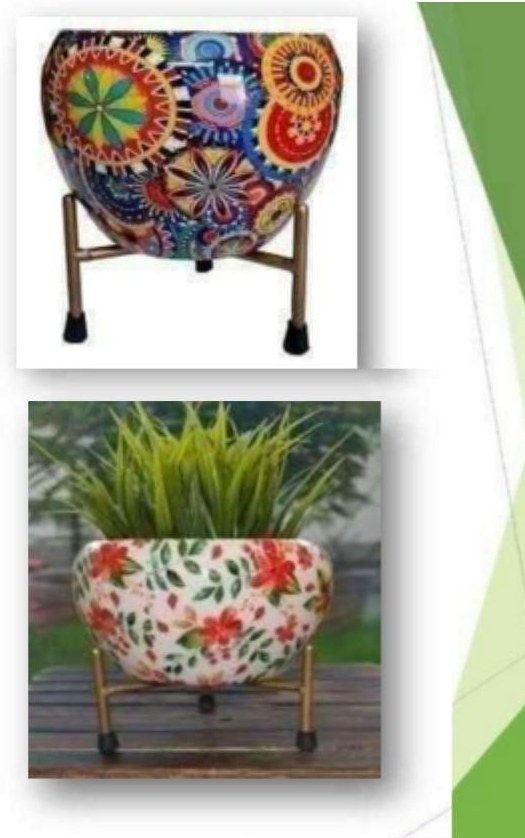 Iron meena pot with stand 1206A