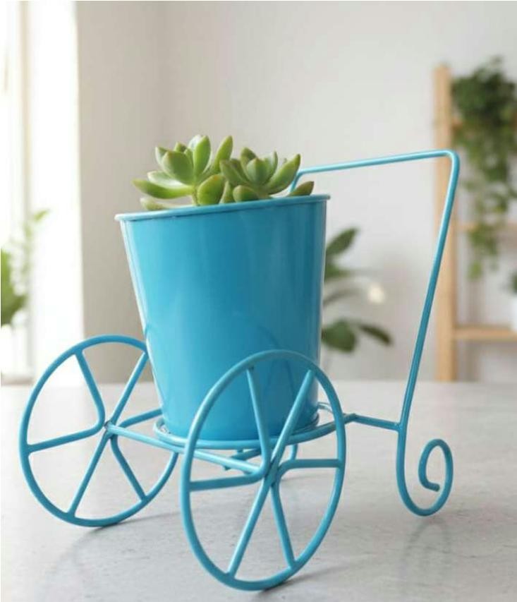 Iron two wheel pot stand 1133 green, image 2 of 2