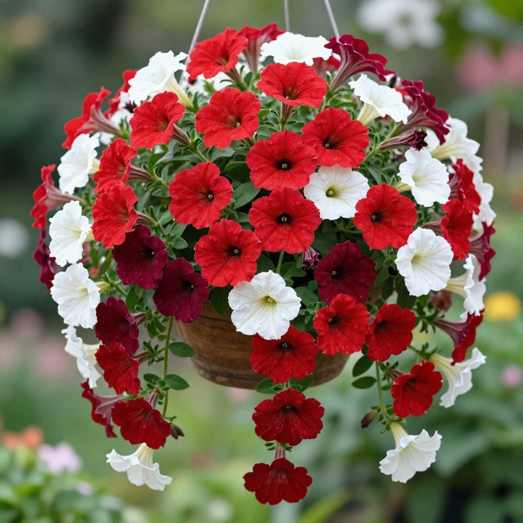 Petunia Super Cascade Red / Burgundy / White - Pack of 30