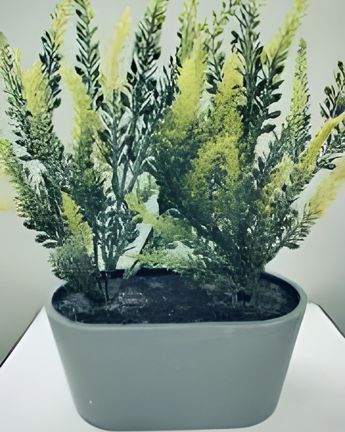 Artificial Fittonia Tray, Grey Oval