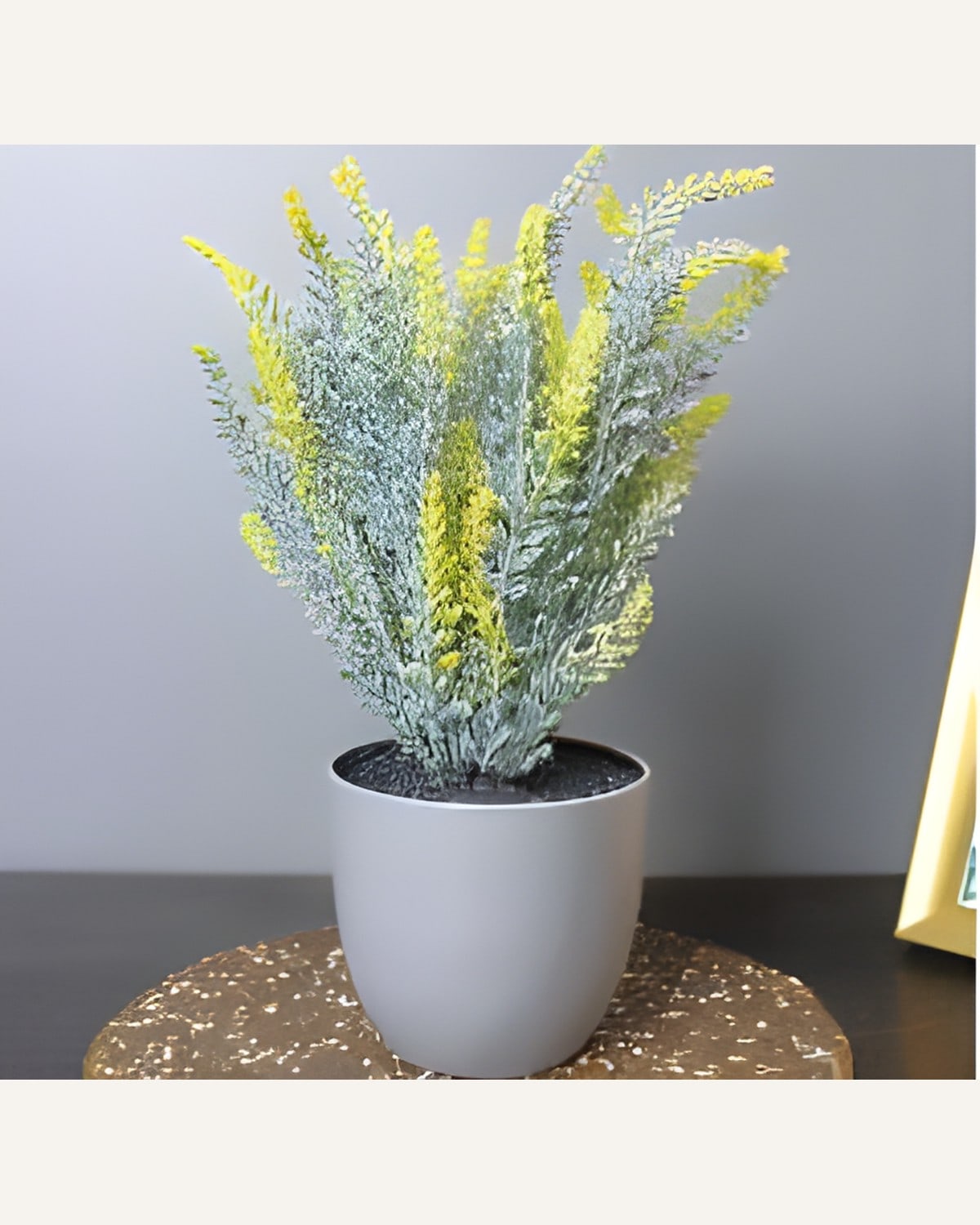 Artificial Lavender Pot (Green and Yellow Leaves)