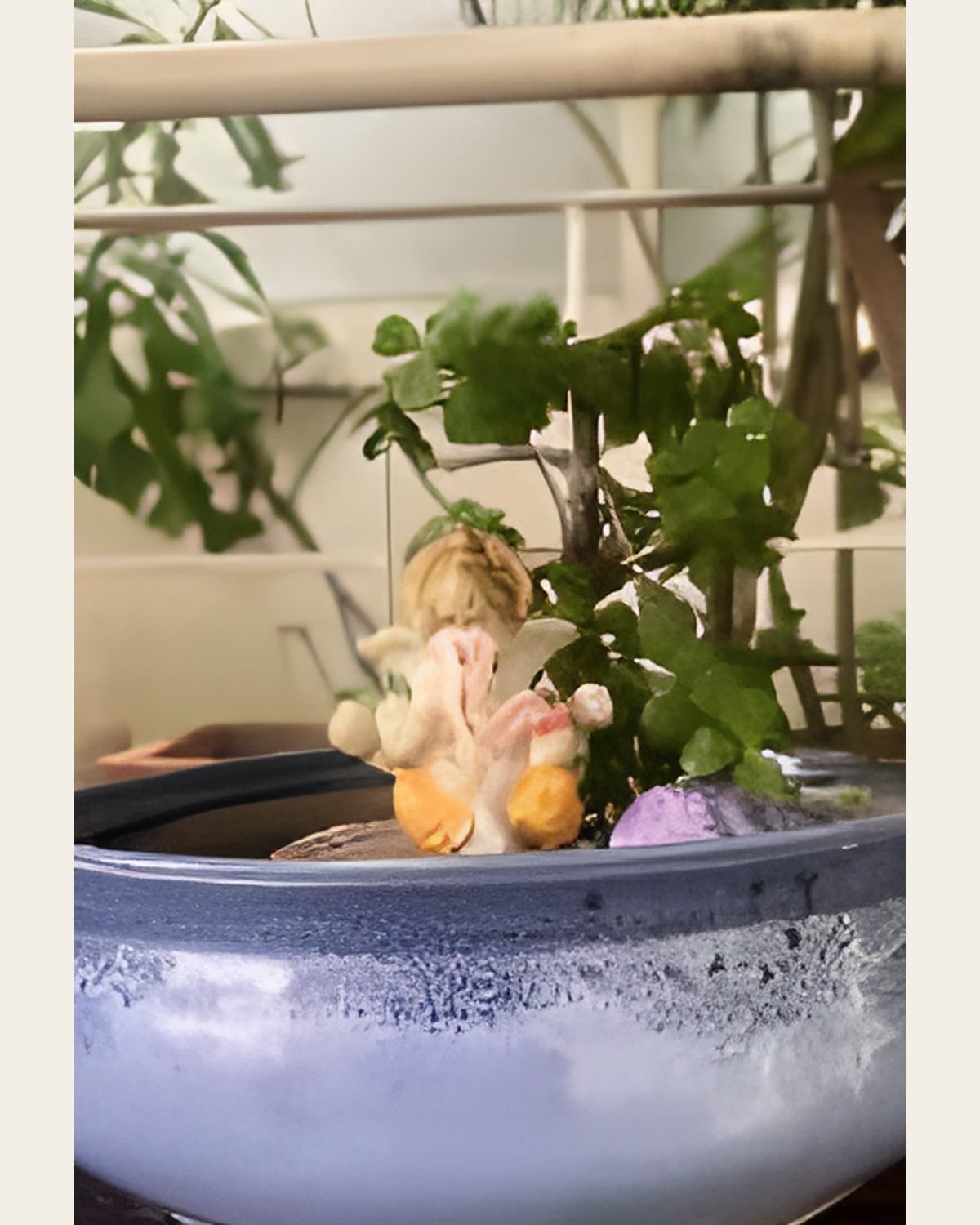 Ganeshji with Jade Plant, 7 inch Ceramic Pot