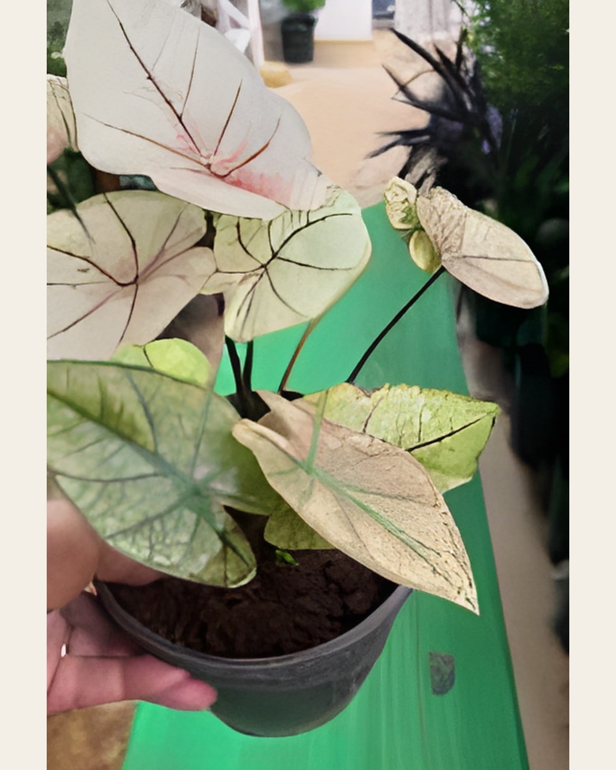 Caladium White and Green (6 inch Plastic Pot)