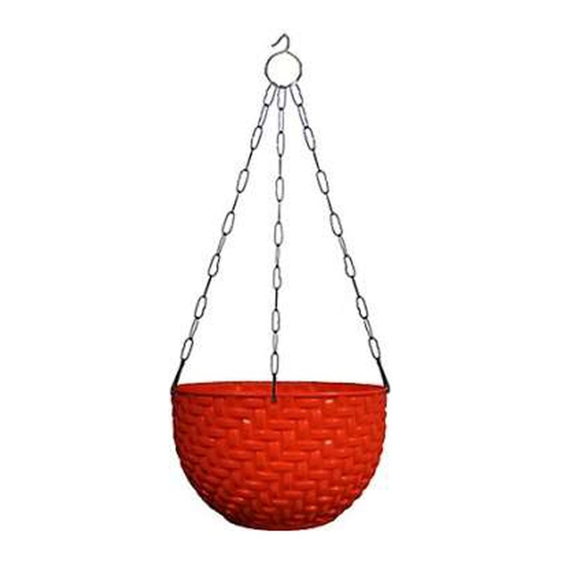 Wicker hanging pot with chain, image 2 of 2