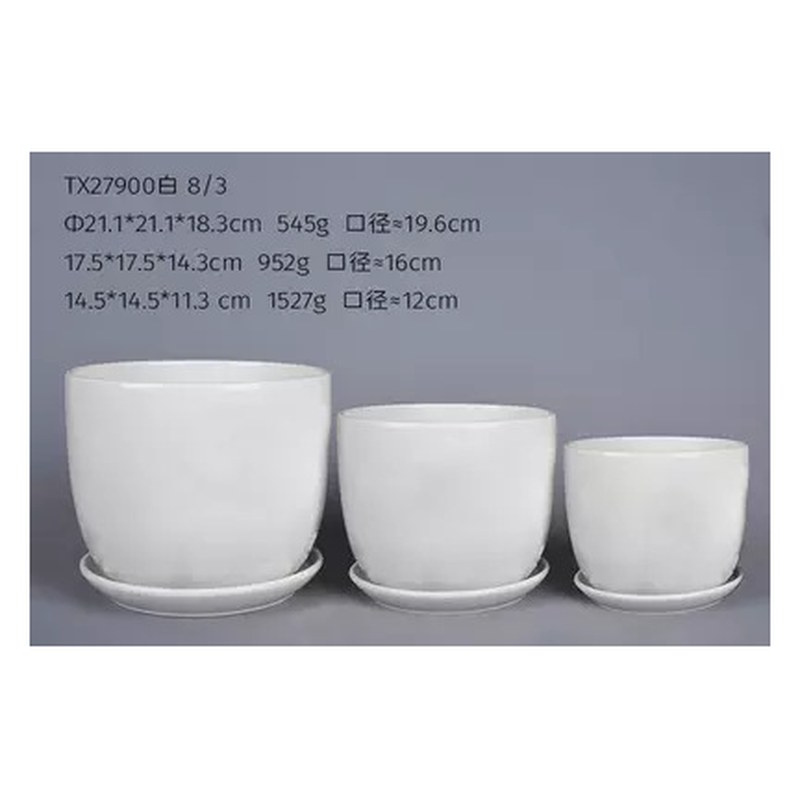 Classic ceramic pot set of 3, white