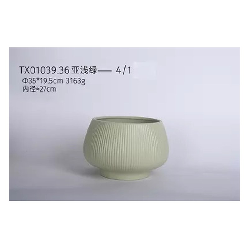 Ribbed bowl planter, 35 cm