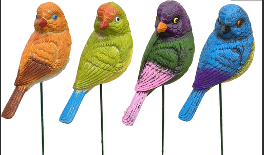 Painted bird garden stakes