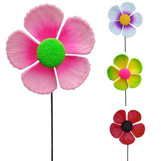Pink flower windmill garden stake