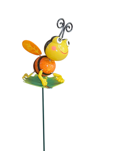Bumble bee on leaf garden stake