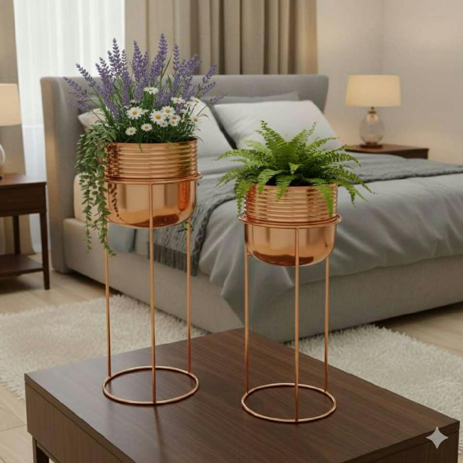Metal iron planter set of 2 1718 copper