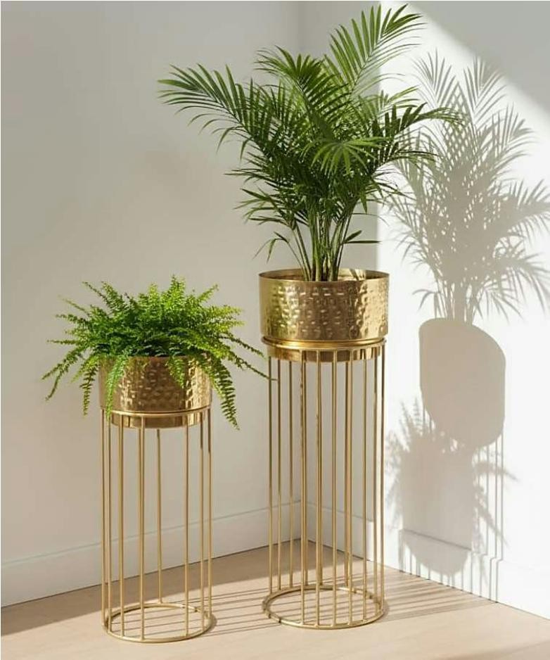 Metal iron planter set of 2 1719 brass