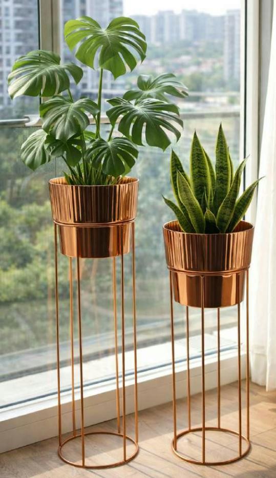 Metal iron planter set of 2 1720 copper
