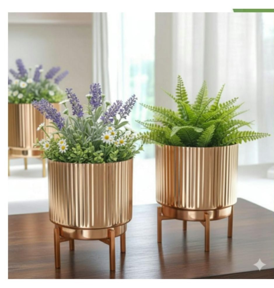 Metal iron planter set of 2 1721 copper