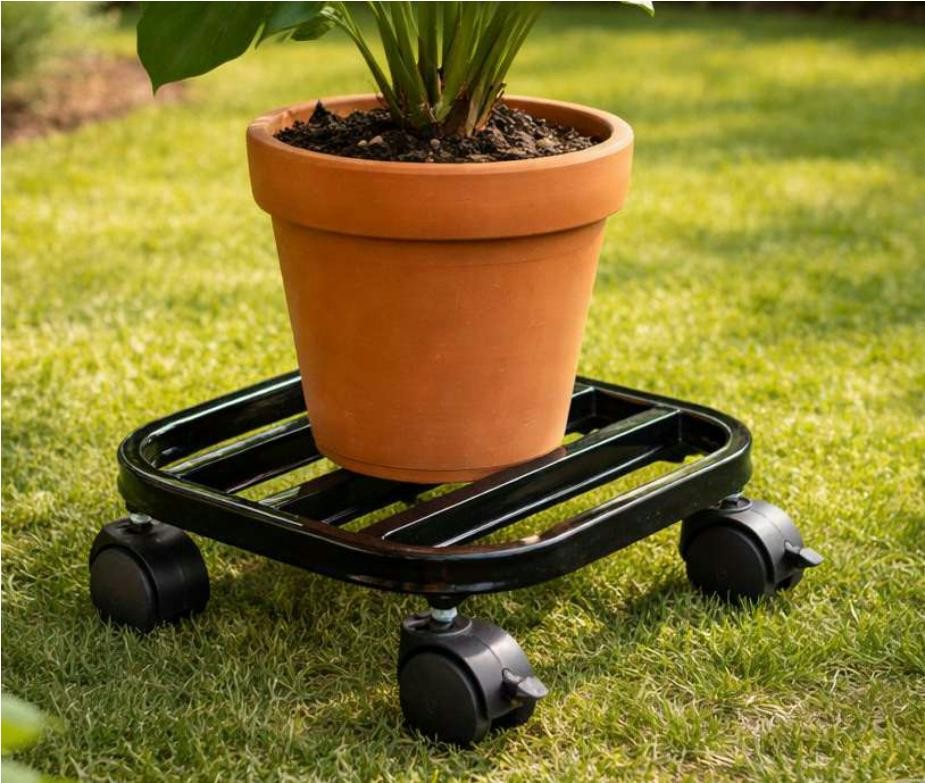 Square plant stand with moving wheels 1727 black