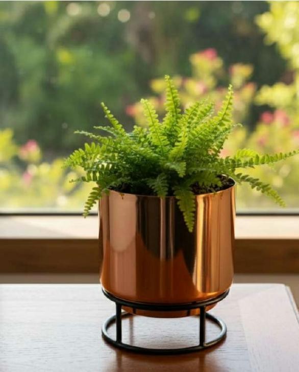 Metal pot with stand in plating brass copper 1214, image 2 of 2