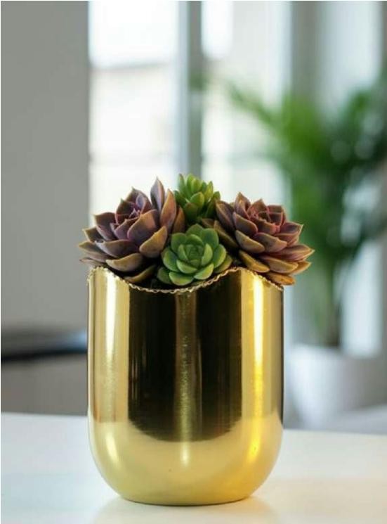 Metal flower pot in plating brass copper 1324