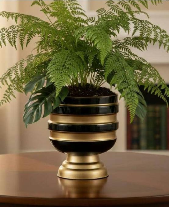 Metal ribbed big planter 1329C, image 2 of 2