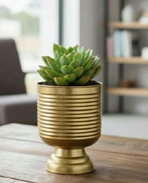 Metal ribbed big planter 1331B, image 2 of 2