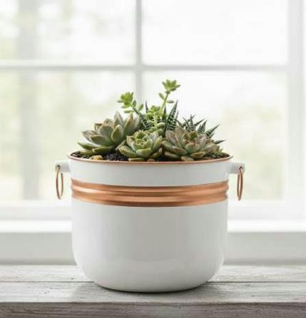 Metal ribbed big planter 1414AB