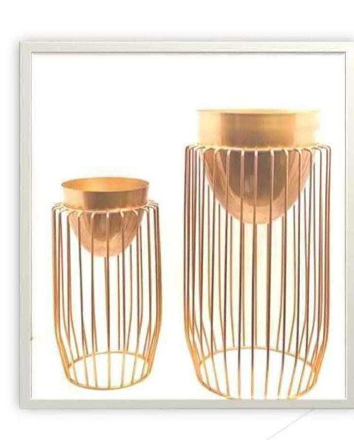 Fancy metal planters set of 2 1530A copper A