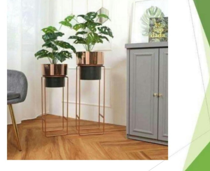 Metal iron planter set of 2 copper 1503